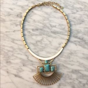 Turquoise/gold/white versatile statement necklace